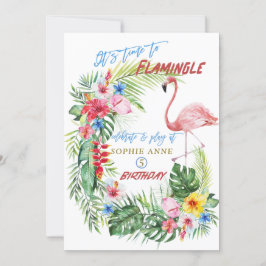 Luau Tropical Floral Flamingo Pool Girl Einladung