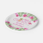 Luau Tropical Floral Girl 1. Geburtstag Pappteller (Schrägansicht)