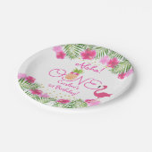 Luau Tropical Floral Girl 1. Geburtstag Pappteller (Schrägansicht)