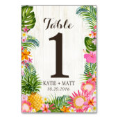 Luau Tropical Floral Rustic Wood Tischnummer (Rückseite)