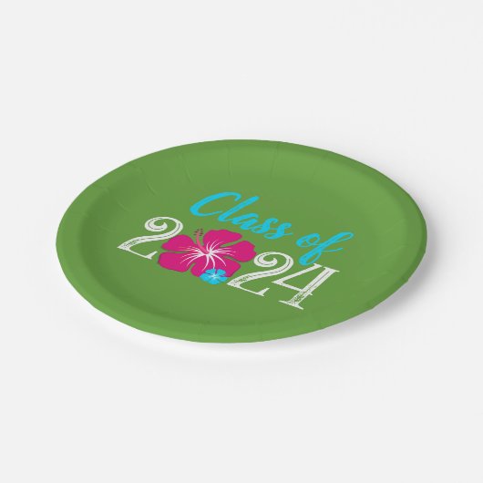 Luau Tropical Green Abschluss Paper Tellers Pappteller (Schrägansicht)