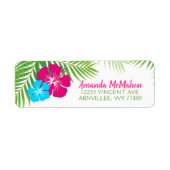 Luau Tropical Hibiskus Rücksendeadressen-Aufkleber (Vorne)