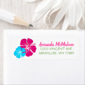 Luau Tropical Hibiskus Rücksendeadressen-Aufkleber (Insitu)