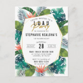 Luau Tropical Palm Blätter & Monstera Einladungspostkarte (Vorderseite)