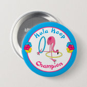 Luau Tropical Party Flamingo Hula Hoop Champion 3" Button (Vorne & Hinten)