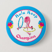 Luau Tropical Party Flamingo Hula Hoop Champion 3" Button (Vorderseite)