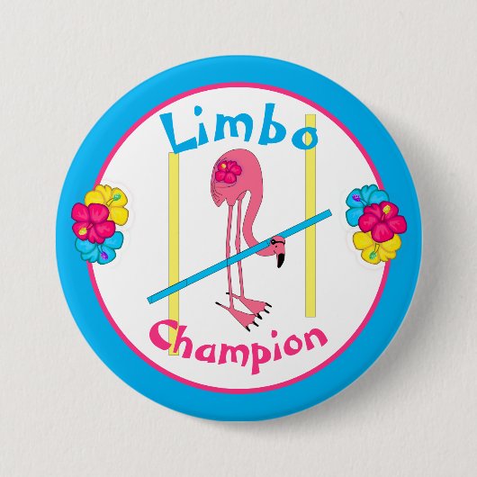 Luau Tropical Party Flamingo Limbo Champion 3" Button (Vorderseite)