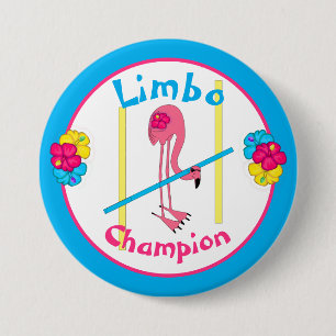 Luau Tropical Party Flamingo Limbo Champion 3" Button