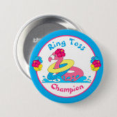 Luau Tropical Party Flamingo Ring Toss Champion 3" Button (Vorne & Hinten)