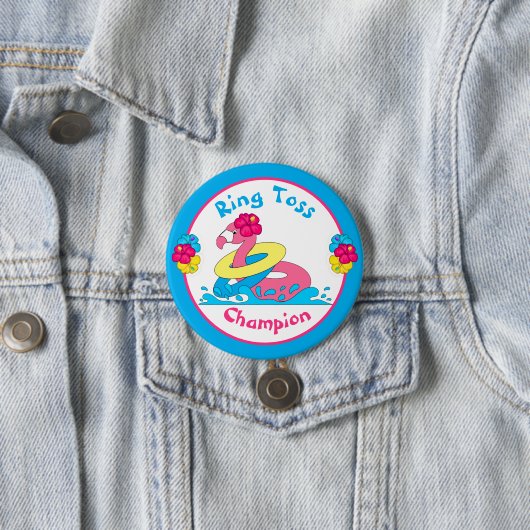 Luau Tropical Party Flamingo Ring Toss Champion 3" Button (Beispiel)