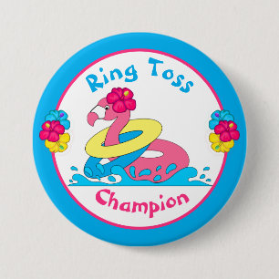 Luau Tropical Party Flamingo Ring Toss Champion 3" Button