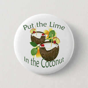 Luau Tropical Party Funny Coconut Drink Button 2