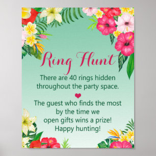 Luau Tropical Ring Hunt Spiel - Brautparty-Schild Poster