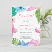 Luau tropische Blumen seine Mädchen-Dusche Einladung (Stehend Vorderseite)