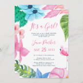 Luau tropische Blumen seine Mädchen-Dusche Einladung (Vorne/Hinten)