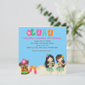 Luau Twin Girl und Tiki Square Einladung (Stehend Vorderseite)