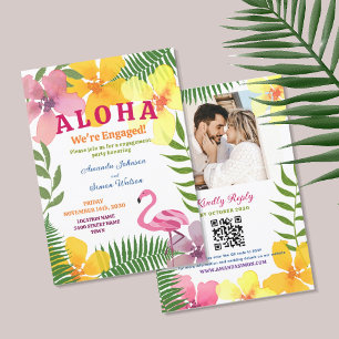 Luau-Verlobungsfeier-QR-Code Einladung