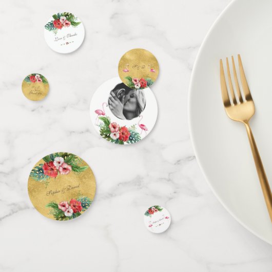 Luau Wedding Birthday Flamingo Floral Gold Konfetti (Gruppe)