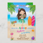 Luau zum Geburtstag Einladung Tropisches Party (Vorne/Hinten)