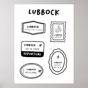 Lubbock - Briefmarke für Reisen   Vintages Design Poster