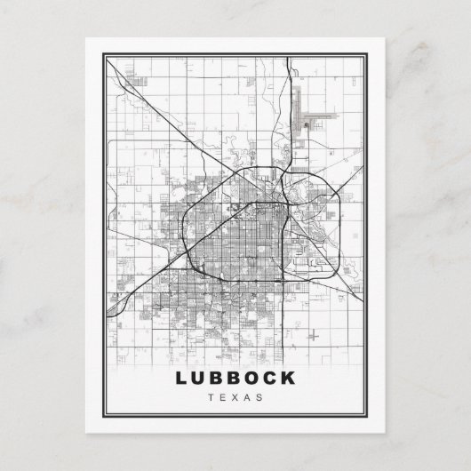 Lubbock Map Feiertagspostkarte (Vorderseite)