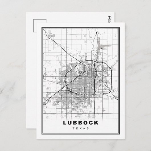 Lubbock Map Postkarte (Vorne/Hinten)