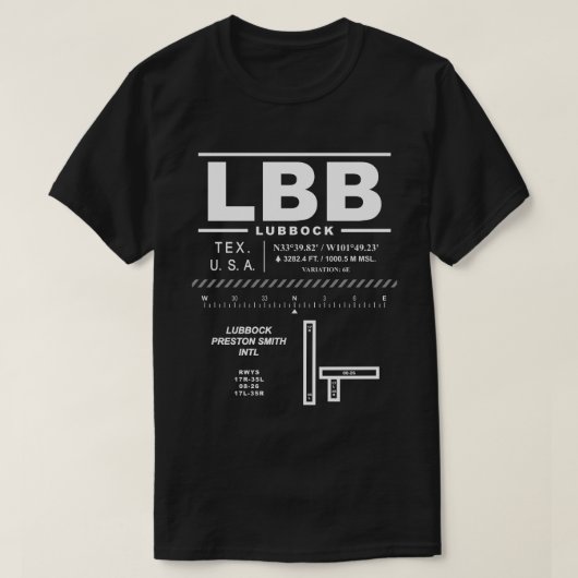 Lubbock Preston Smith International Airport LBB T-Shirt (Design vorne)