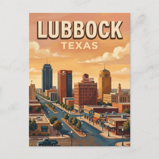 Lubbock Skyline Texas Postkarte (Vorderseite)