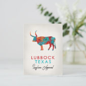 Lubbock Texas Colorful Longhorn Postkarte (Stehend Vorderseite)