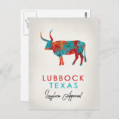 Lubbock Texas Colorful Longhorn Postkarte (Vorne/Hinten)