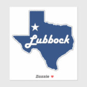 Lubbock, Texas Lone Star Staat Karte Aufkleber (Blatt)