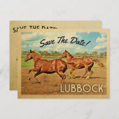 Lubbock Texas Save the Date Pferde Ankündigungspostkarte (Vorne/Hinten)