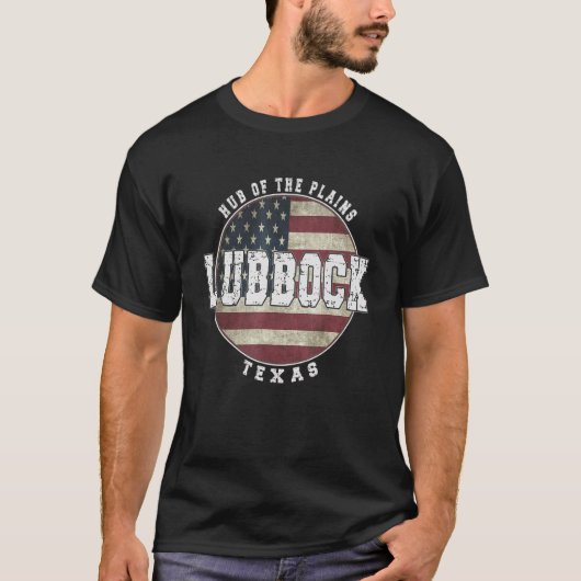 Lubbock Texas Vintag amerikanische Flagge T-Shirt (Vorderseite)