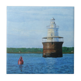 Lubec Channel Leuchtturm Gemälde Fliese