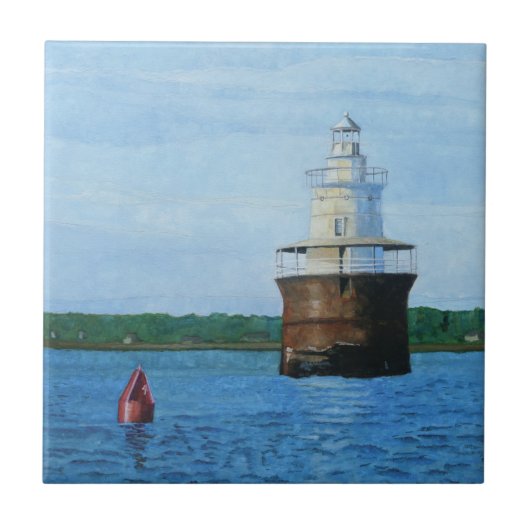 Lubec Channel Leuchtturm Gemälde Fliese (Vorderseite)