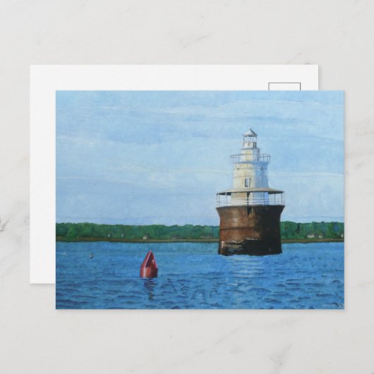 Lubec Channel Lighthouse Malerei Postkarte (Vorne/Hinten)