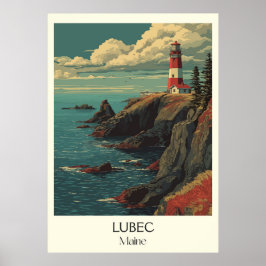 Lubec Maine Vintages Leuchtturm Küstenstrasse Kuns Poster