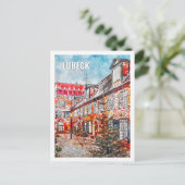 Lubeck Deutschland Berühmter Platz Watercolor Postkarte (Stehend Vorderseite)