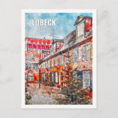 Lubeck Deutschland Berühmter Platz Watercolor Postkarte (Vorderseite)