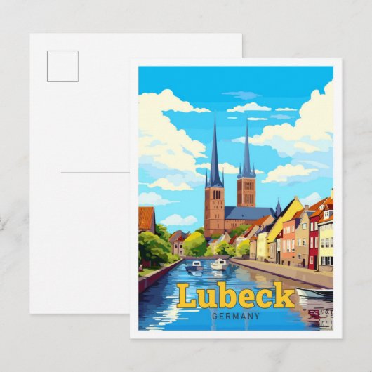 Lubeck Deutschland Reisen Kunst Vintag Postkarte (Vorne/Hinten)