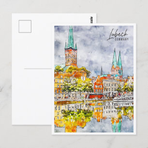 Lübeck Deutschland Reiseort Aquarell Postkarte