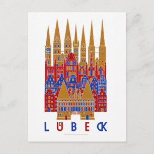Lübeck Deutschland Vintage-Reiseposter Restauriert Postkarte