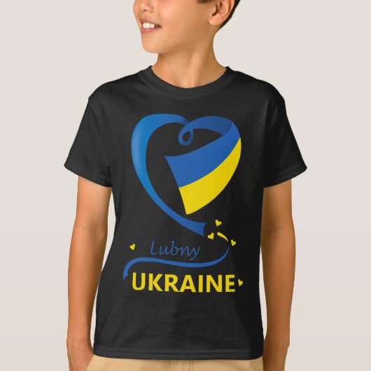 Lubny Ukraine National Flag Heart Emblem Crest T-Shirt (Vorderseite)