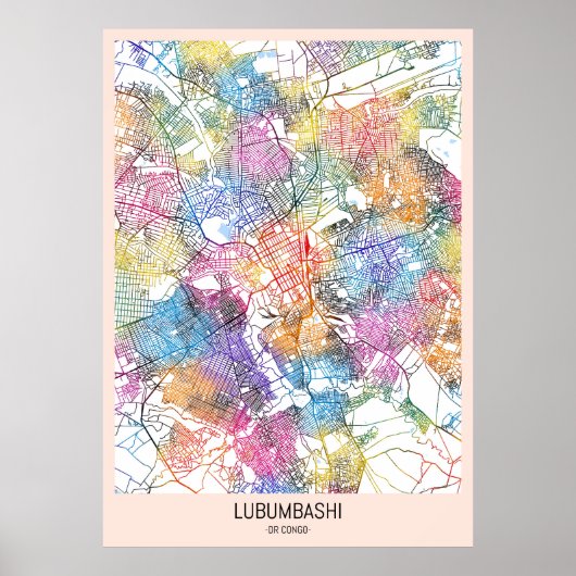 Lubumbashi DR Kongo City Map Poster (Vorne)