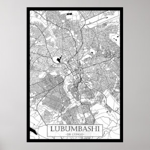 Lubumbashi DR Kongo Karte Poster