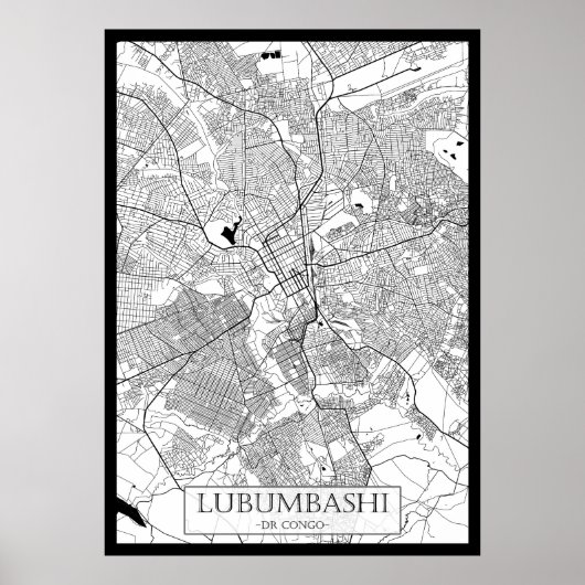 Lubumbashi DR Kongo Karte Poster (Vorne)