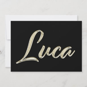 Luca Name white gold Handwriting Karte