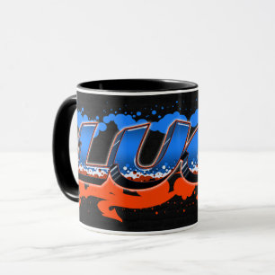 Luca Vorname Name Graffiti blue orange Tasse