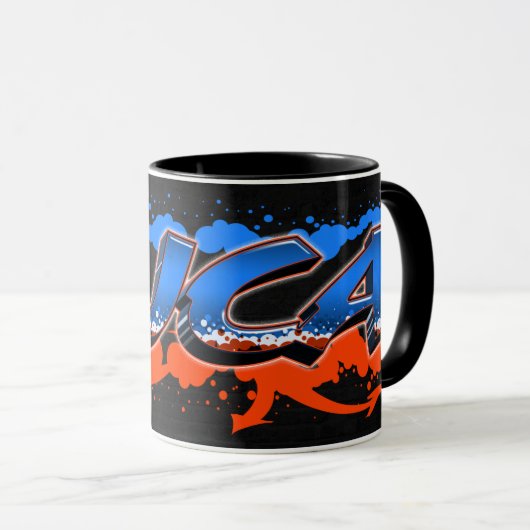Luca Vorname Name Graffiti blue orange Tasse (VorderseiteRechts)