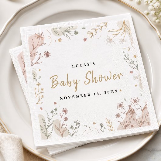 Lucas‘ Aquarell-Wildblumen-Baby-Showers Serviette